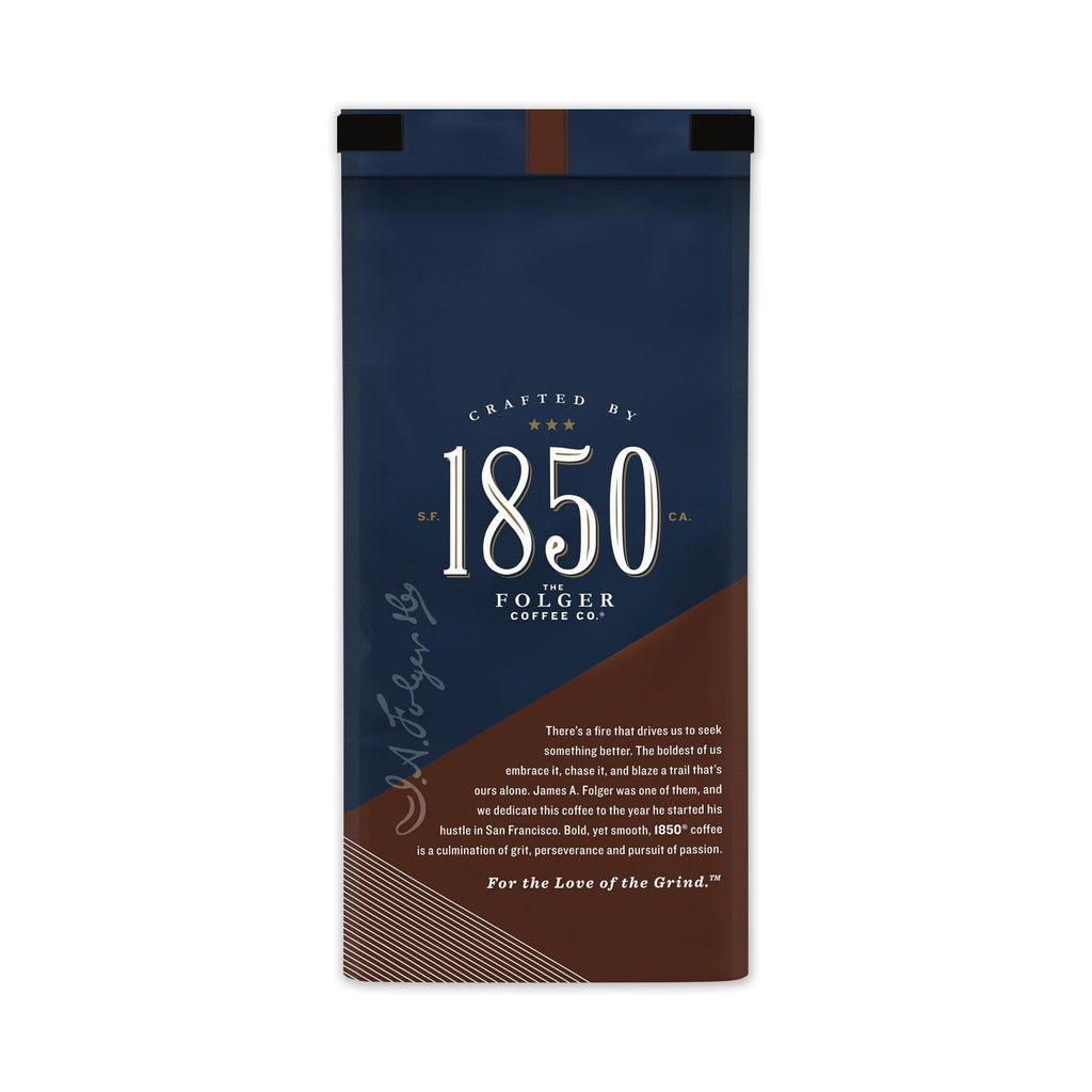 1850 Coffee, Black Gold, Dark Roast, Ground, 12 oz Bag, 6/Carton